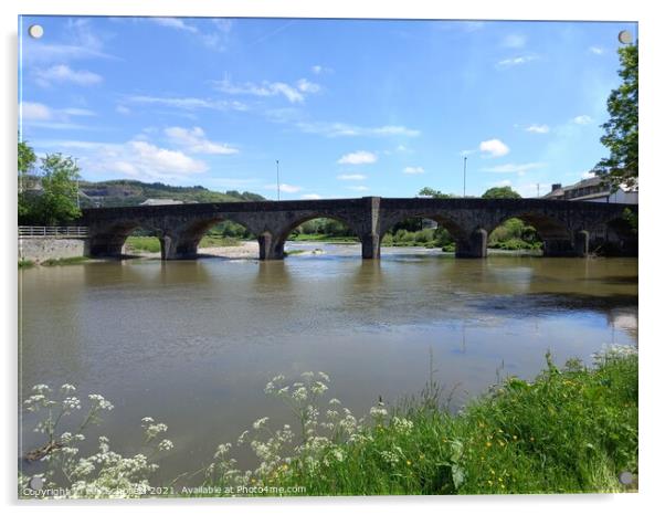 Bridge over river wye Acrylic by Les Schofield