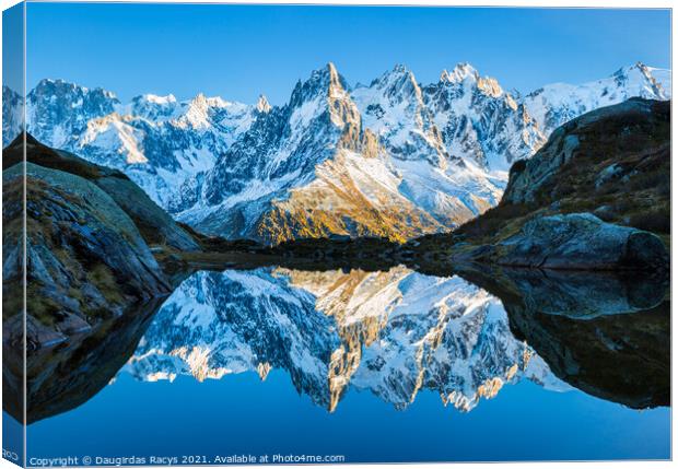 Chamonix-Mont-Blanc mountain reflections Canvas Print by Daugirdas Racys