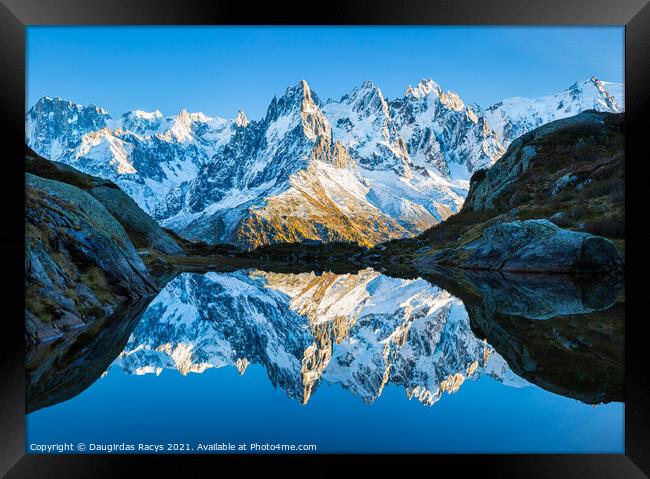 Chamonix-Mont-Blanc mountain reflections Framed Print by Daugirdas Racys