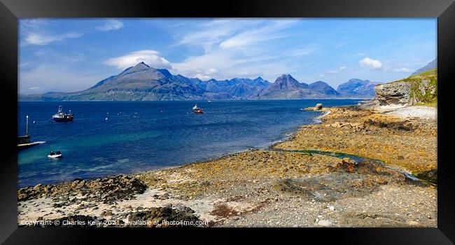 From Elgol Beach to the Black Cuillins Framed Print by Charles Kelly