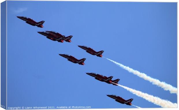 Red Arrows Display Team  Canvas Print by Liann Whorwood