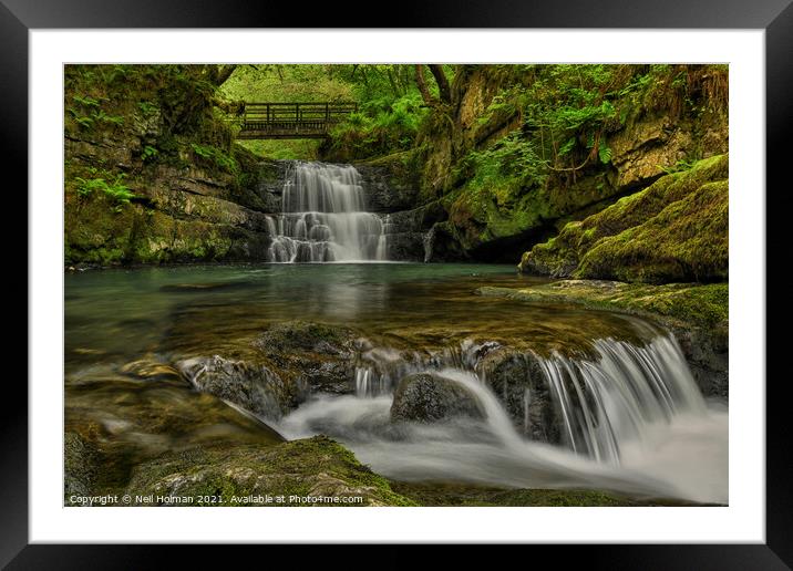 Dinas, Rock Waterfall,  Brecon Beacons Framed Mounted Print by Neil Holman