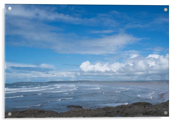 Sea Views across Bideford Bay Acrylic by Tony Twyman
