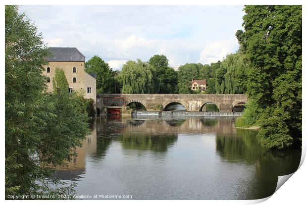 River Sarthe, Fresnay-sur-Sarthe, France Print by Imladris 