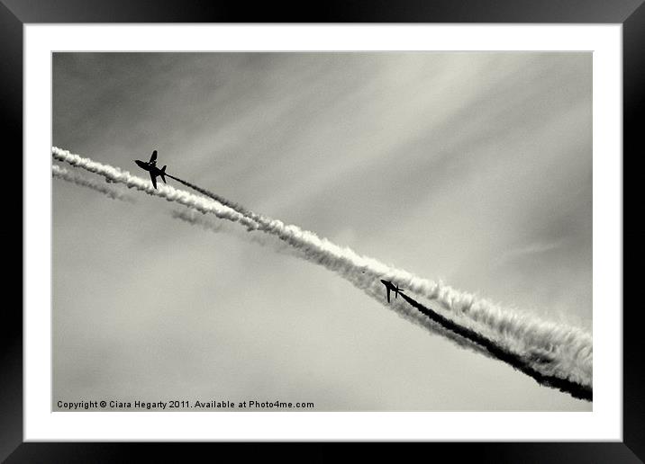 Red Arrows (Newcastle Co.Down 2011) b&W Framed Mounted Print by Ciara Hegarty