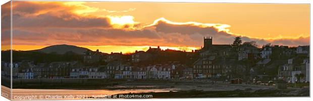 Golden Sunset Over Millport Town Canvas Print by Charles Kelly