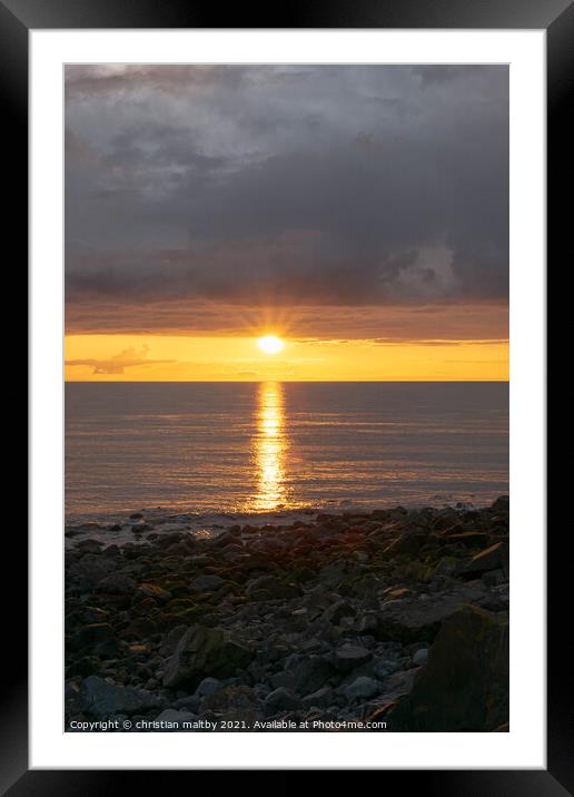 Sunset Port Patrick Dumfries Scotland   Framed Mounted Print by christian maltby