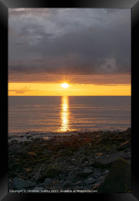 Sunset Port Patrick Dumfries Scotland   Framed Print by christian maltby
