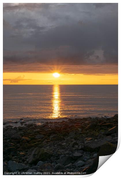 Sunset Port Patrick Dumfries Scotland   Print by christian maltby
