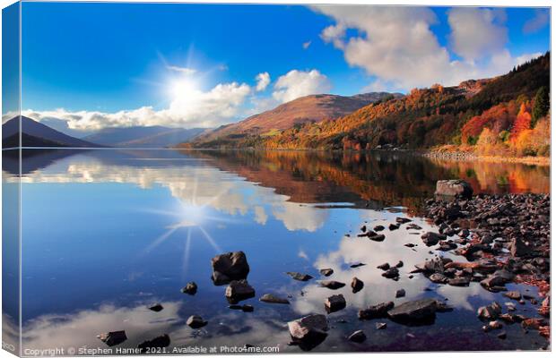 Loch Earn in Autumn Canvas Print by Stephen Hamer