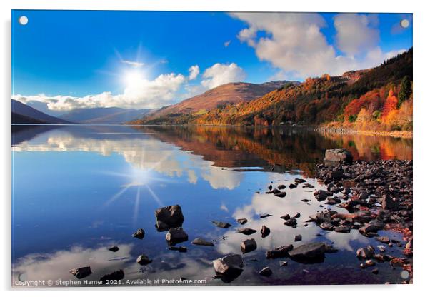 Loch Earn in Autumn Acrylic by Stephen Hamer