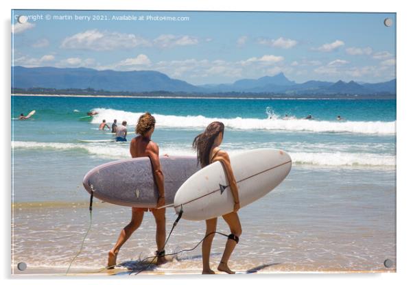 Surfers Byron Bay Australia Acrylic by martin berry