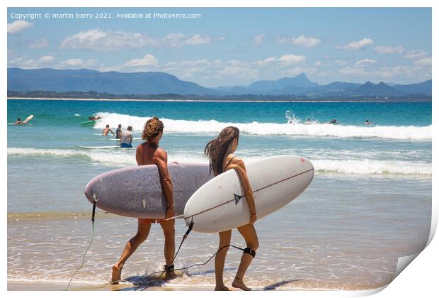 Surfers Byron Bay Australia Print by martin berry