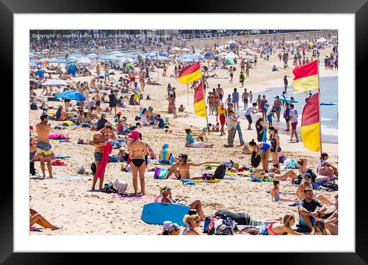 Crowded Manly Beach Sydney Framed Mounted Print by martin berry