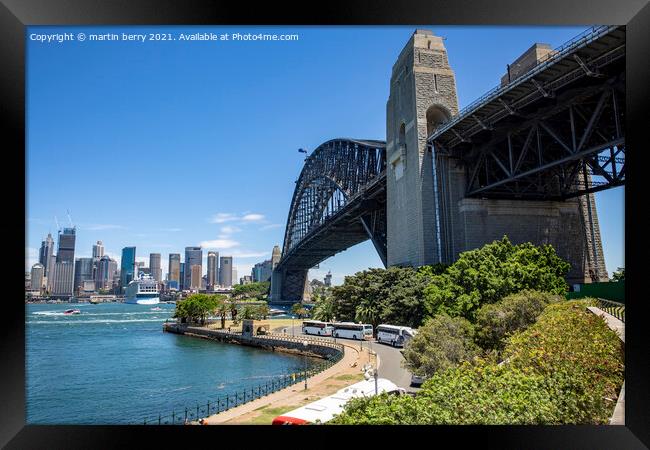Sydney Harbour Bridge and Sydney skyline Framed Print by martin berry