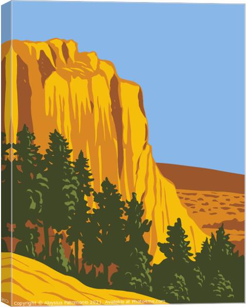 The Sandstone Bluff of El Morro National Monument in Cibola County New Mexico WPA Poster Art Canvas Print by Aloysius Patrimonio