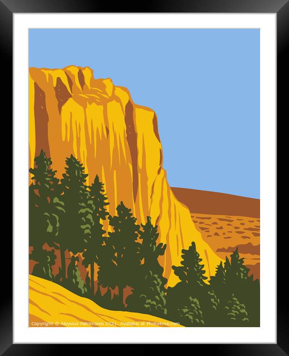 The Sandstone Bluff of El Morro National Monument in Cibola County New Mexico WPA Poster Art Framed Mounted Print by Aloysius Patrimonio