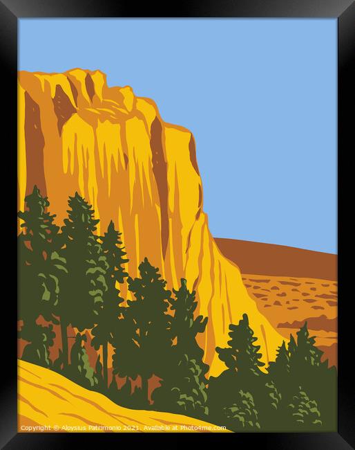 The Sandstone Bluff of El Morro National Monument in Cibola County New Mexico WPA Poster Art Framed Print by Aloysius Patrimonio