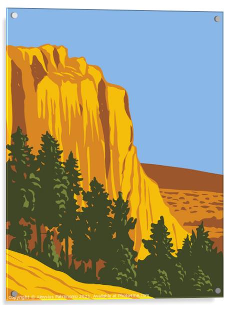 The Sandstone Bluff of El Morro National Monument in Cibola County New Mexico WPA Poster Art Acrylic by Aloysius Patrimonio
