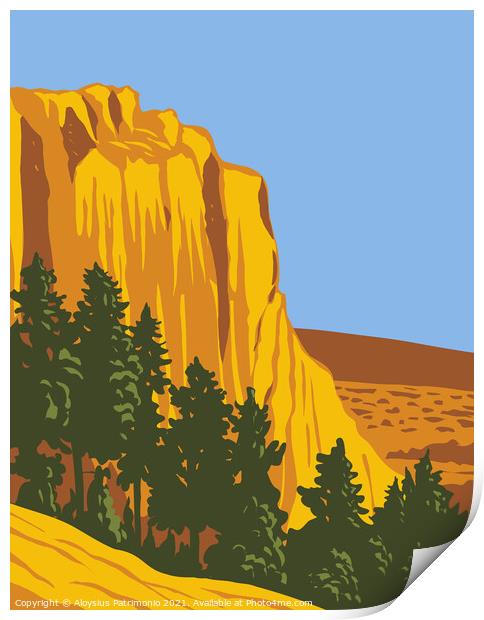 The Sandstone Bluff of El Morro National Monument in Cibola County New Mexico WPA Poster Art Print by Aloysius Patrimonio