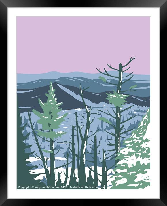 Great Smoky Mountains National Park during Winter in Tennessee and North Carolina United States WPA Poster Art  Framed Mounted Print by Aloysius Patrimonio