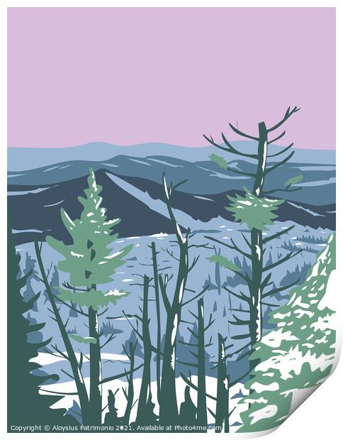 Great Smoky Mountains National Park during Winter in Tennessee and North Carolina United States WPA Poster Art  Print by Aloysius Patrimonio
