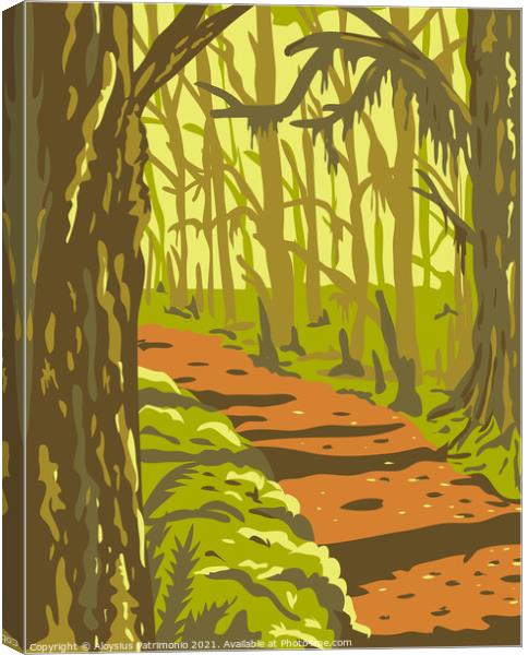 Hoh Rainforest in Olympic National Park Washington State United States WPA Poster Art  Canvas Print by Aloysius Patrimonio