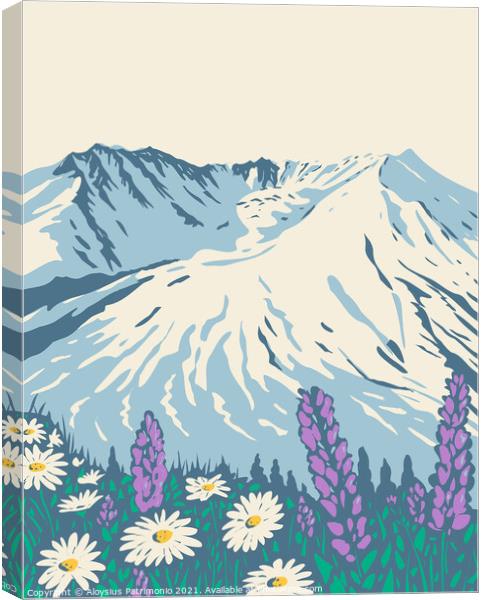 The Mount St Helens National Volcanic Monument Within Gifford Pinchot National Forest in Washington State WPA Poster Art Canvas Print by Aloysius Patrimonio