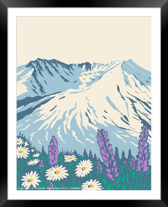 The Mount St Helens National Volcanic Monument Within Gifford Pinchot National Forest in Washington State WPA Poster Art Framed Mounted Print by Aloysius Patrimonio