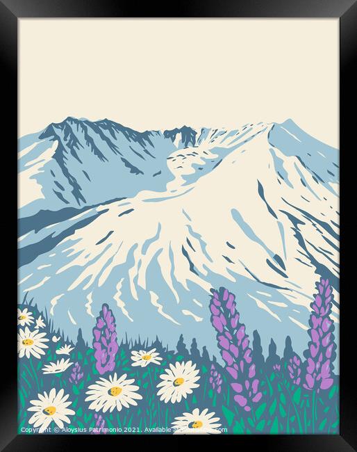 The Mount St Helens National Volcanic Monument Within Gifford Pinchot National Forest in Washington State WPA Poster Art Framed Print by Aloysius Patrimonio