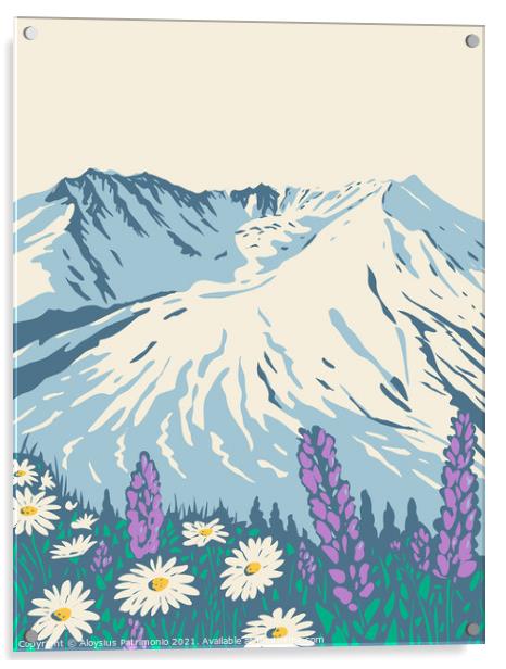The Mount St Helens National Volcanic Monument Within Gifford Pinchot National Forest in Washington State WPA Poster Art Acrylic by Aloysius Patrimonio
