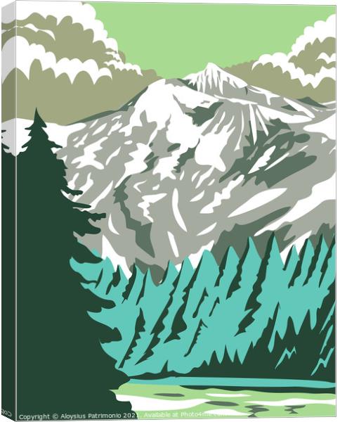 North Cascades National Park with Goode Mountain in  Washington State United States WPA Poster Art  Canvas Print by Aloysius Patrimonio