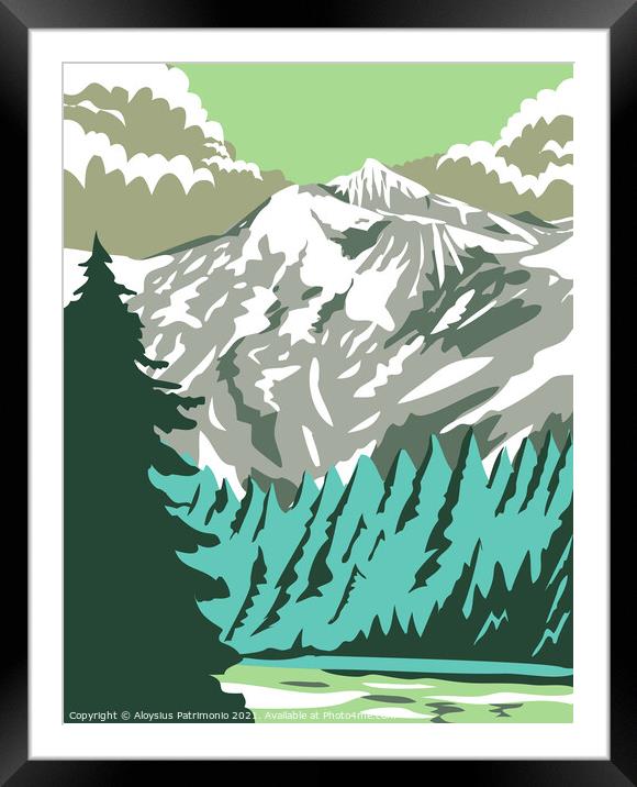 North Cascades National Park with Goode Mountain in  Washington State United States WPA Poster Art  Framed Mounted Print by Aloysius Patrimonio