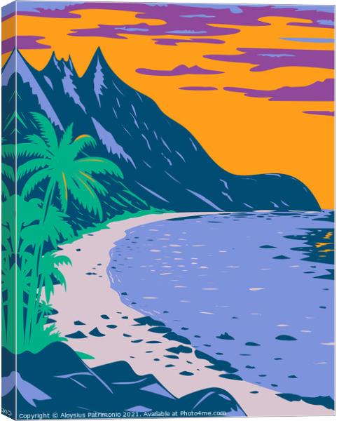 National Park of American Samoa Ofu Beach United States Territory WPA Poster Art  Canvas Print by Aloysius Patrimonio