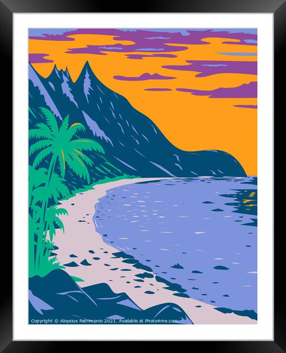 National Park of American Samoa Ofu Beach United States Territory WPA Poster Art  Framed Mounted Print by Aloysius Patrimonio