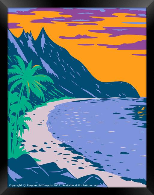 National Park of American Samoa Ofu Beach United States Territory WPA Poster Art  Framed Print by Aloysius Patrimonio
