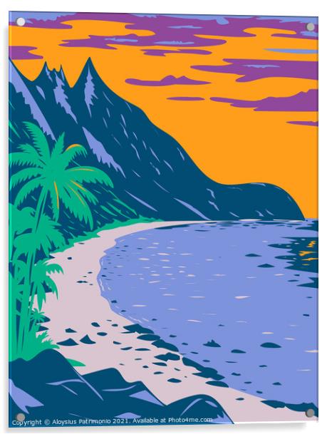 National Park of American Samoa Ofu Beach United States Territory WPA Poster Art  Acrylic by Aloysius Patrimonio