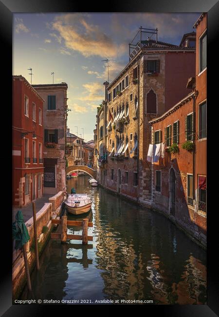 Red Canal in Venice Framed Print by Stefano Orazzini