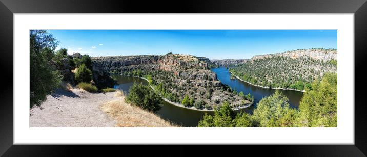 Canyon with the curves of the Hoces of Duraton river in Segovia, Spain Framed Mounted Print by David Galindo