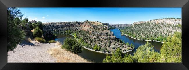 Canyon with the curves of the Hoces of Duraton river in Segovia, Spain Framed Print by David Galindo
