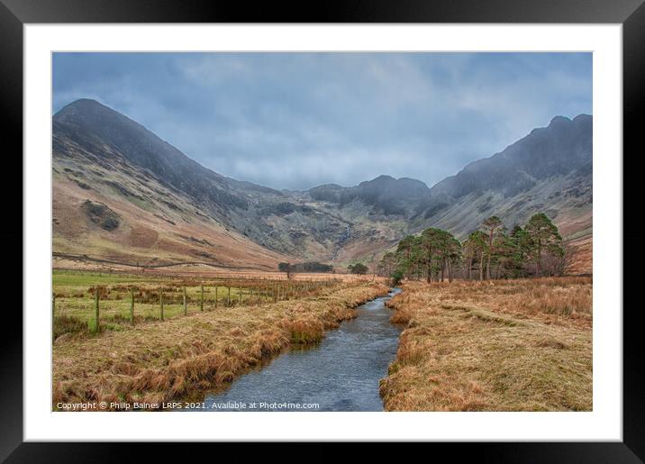 Fleetwith Pike from Gatesgarth Beck Framed Mounted Print by Philip Baines