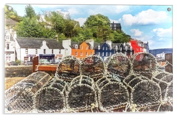 Lobster Pots at Tobermory Acrylic by Ian Lewis