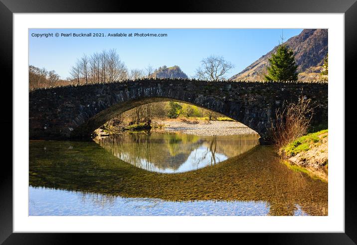 Grange Old Bridge Reflected in River Derwent Framed Mounted Print by Pearl Bucknall
