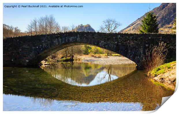 Grange Old Bridge Reflected in River Derwent Print by Pearl Bucknall
