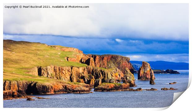 The Drongs Shetland Coast Scotland Print by Pearl Bucknall
