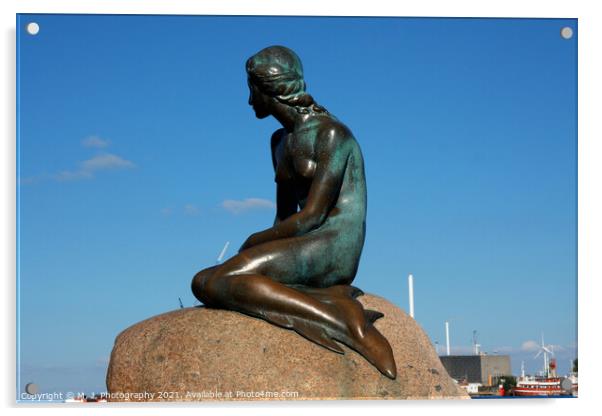 Mermaid statue in The Copenhagen - Denmark Acrylic by M. J. Photography