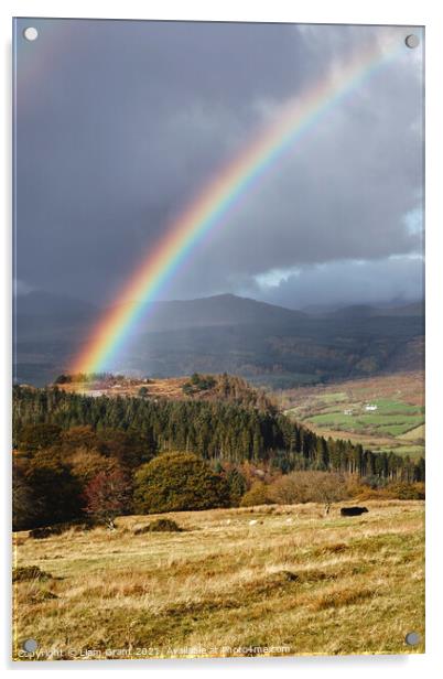 Rainbow over Hafodgwenllian. Snowdonia, Wales, UK. Acrylic by Liam Grant