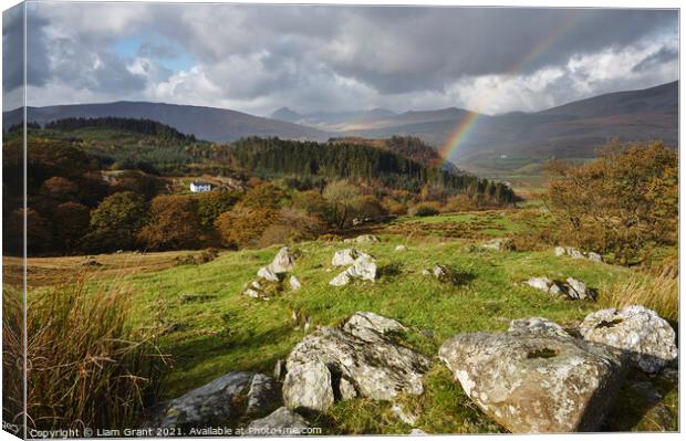 Rainbow over Hafodgwenllian. Snowdonia, Wales, UK. Canvas Print by Liam Grant
