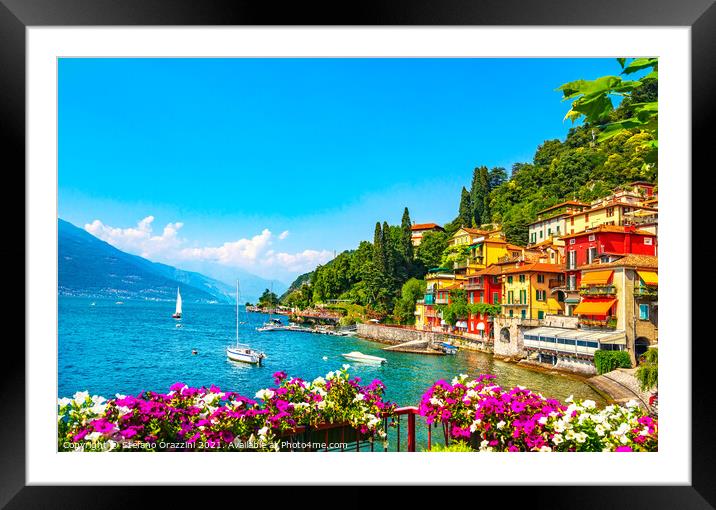 Varenna town, Como Lake district. Italy Framed Mounted Print by Stefano Orazzini