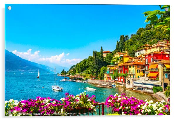 Varenna town, Como Lake district. Italy Acrylic by Stefano Orazzini